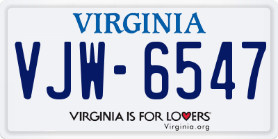 VA license plate VJW6547