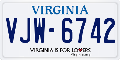 VA license plate VJW6742