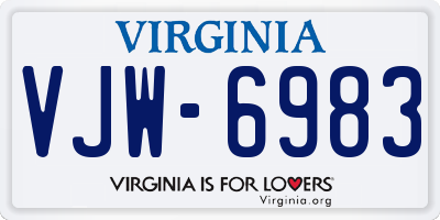 VA license plate VJW6983