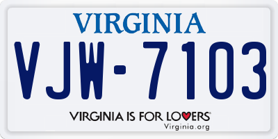 VA license plate VJW7103