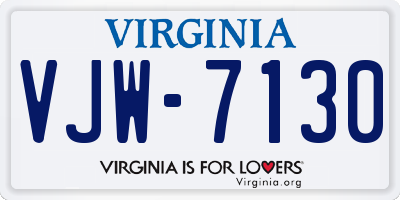 VA license plate VJW7130
