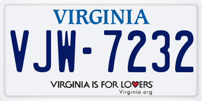 VA license plate VJW7232