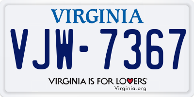 VA license plate VJW7367