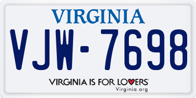 VA license plate VJW7698