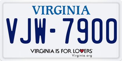 VA license plate VJW7900