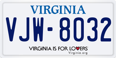 VA license plate VJW8032