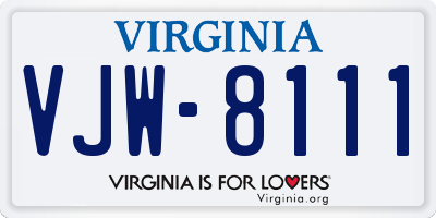 VA license plate VJW8111
