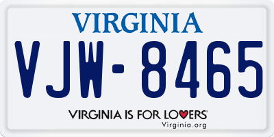 VA license plate VJW8465