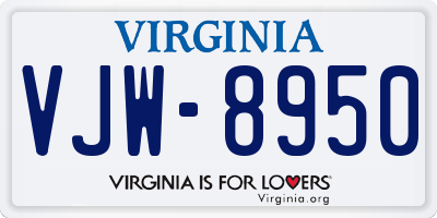 VA license plate VJW8950