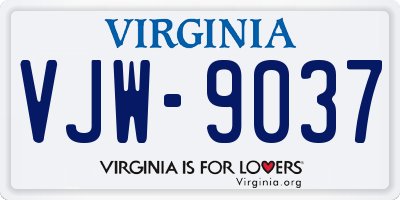 VA license plate VJW9037