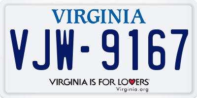 VA license plate VJW9167