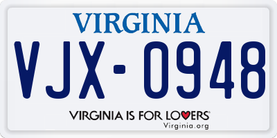VA license plate VJX0948
