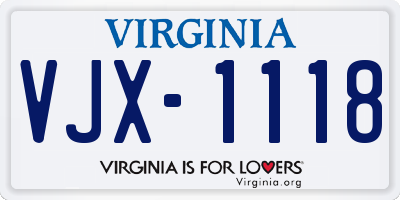 VA license plate VJX1118