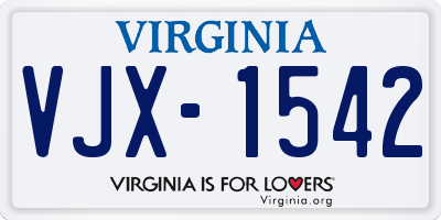 VA license plate VJX1542