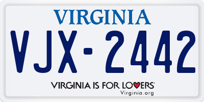 VA license plate VJX2442