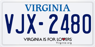 VA license plate VJX2480
