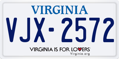 VA license plate VJX2572