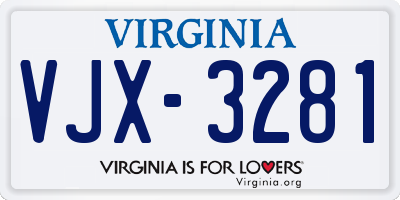 VA license plate VJX3281