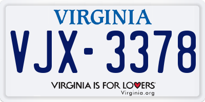 VA license plate VJX3378
