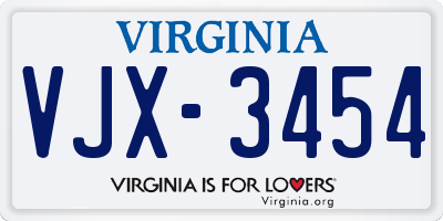 VA license plate VJX3454