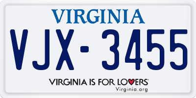 VA license plate VJX3455