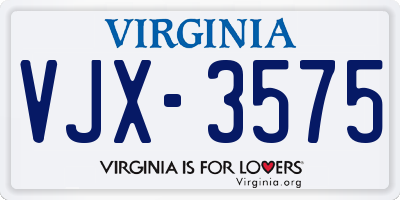 VA license plate VJX3575