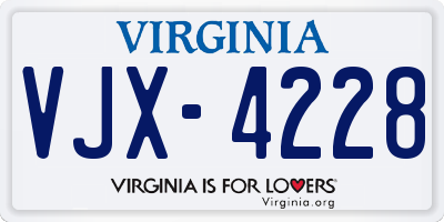 VA license plate VJX4228