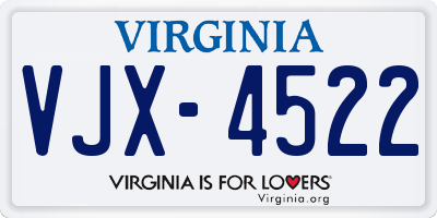 VA license plate VJX4522