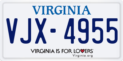 VA license plate VJX4955