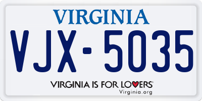 VA license plate VJX5035