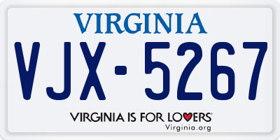 VA license plate VJX5267
