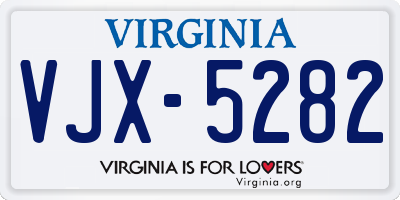 VA license plate VJX5282