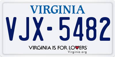 VA license plate VJX5482