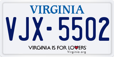 VA license plate VJX5502
