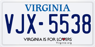 VA license plate VJX5538