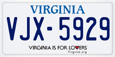 VA license plate VJX5929