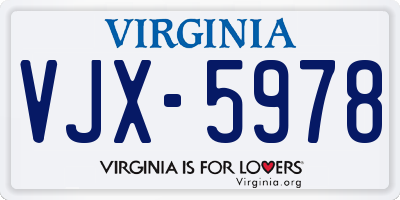 VA license plate VJX5978
