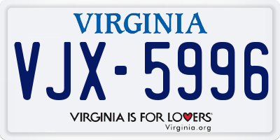 VA license plate VJX5996