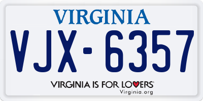 VA license plate VJX6357