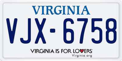 VA license plate VJX6758