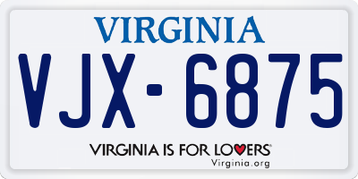 VA license plate VJX6875