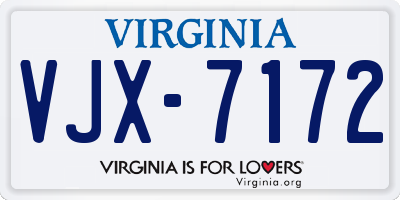 VA license plate VJX7172
