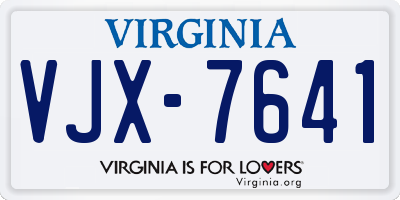 VA license plate VJX7641