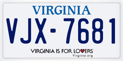VA license plate VJX7681