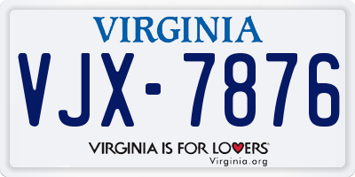 VA license plate VJX7876