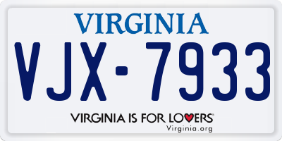 VA license plate VJX7933