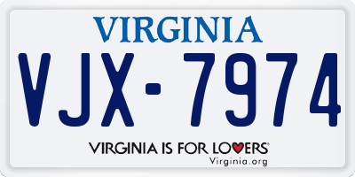 VA license plate VJX7974
