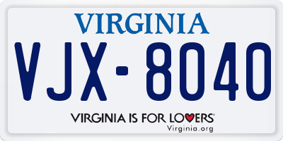 VA license plate VJX8040