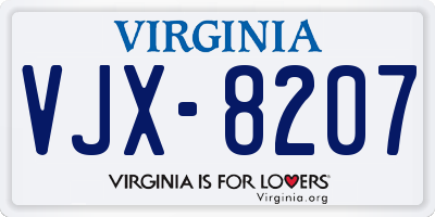 VA license plate VJX8207