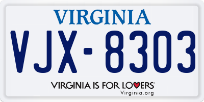 VA license plate VJX8303